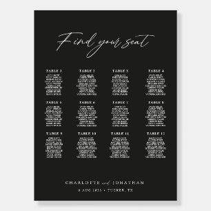 12 Tables Modern Black Wedding Seating Chart Foam Board