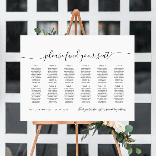 12 Tables Modern Find Your Seat Seating Chart