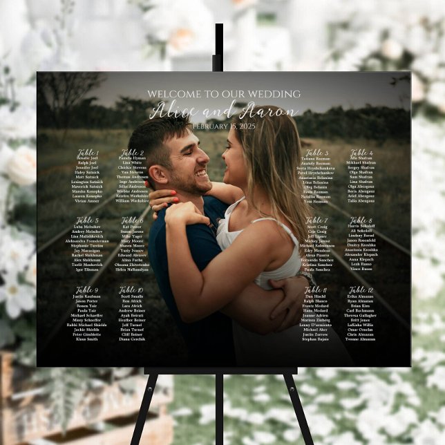 12 tables modern wedding photo seating chart foam board (Creator Uploaded)