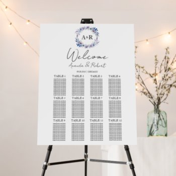 12 Tables Monogram Wedding Seating Chart Board by LitleStarPaper at Zazzle