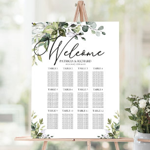 12 Tables Seating Chart Greenery Watercolor Foam Board