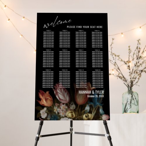 12 Tables Seating Chart with Dutch Master Florals Foam Board