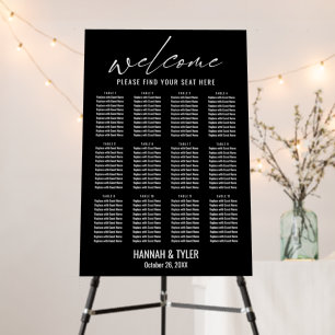 12 Tables Wedding Reception Seating Chart Black Foam Board