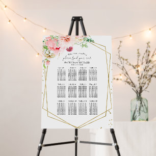 12 Tables Wedding Seating Chart Blush Floral Foam Board