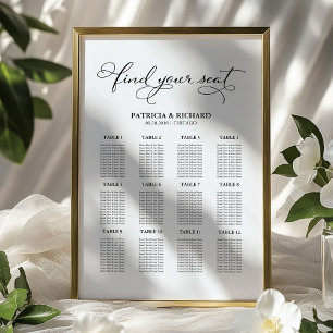 12 Tables Wedding Seating Plan Board Elegant Poster