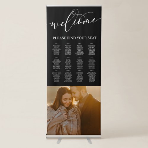 12 Tables White Script Welcome Photo Wedding Retractable Banner