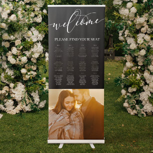12 Tables White Script Welcome Photo Wedding Retractable Banner