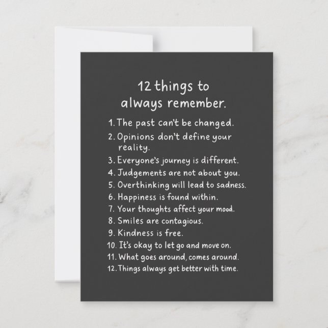 12 Things To Always Remember  Card (Front)