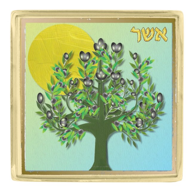 12 Tribes of Israel Asher Tie or Lapel Pin (Front)