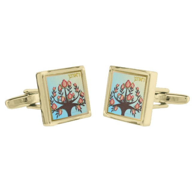 12 Tribes of Israel Reuben Cufflinks (Angled)