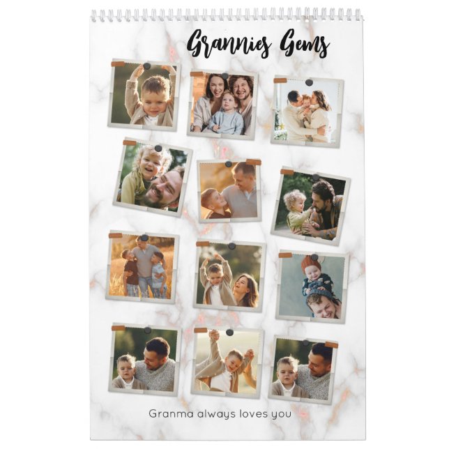 12 Twelve Photo Modern Elegant Collage Family Love Calendar (Cover)