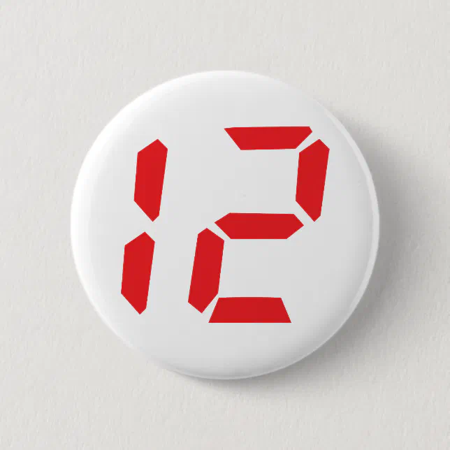12 twelve red alarm clock digital number button | Zazzle