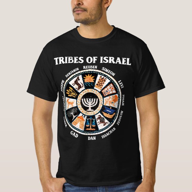 12 Twelve Tribes of Israel Hebrew Israelite Judah  T-Shirt (Front)