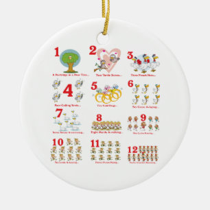 12 twelves days of christmas complete ceramic ornament
