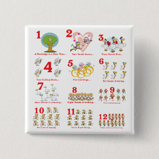 12 twelves days of christmas complete pinback button