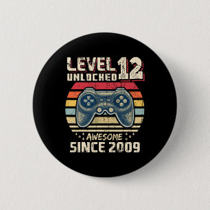 12 Unlocked Awesome 2009 Video Game 12th Birthday  Button