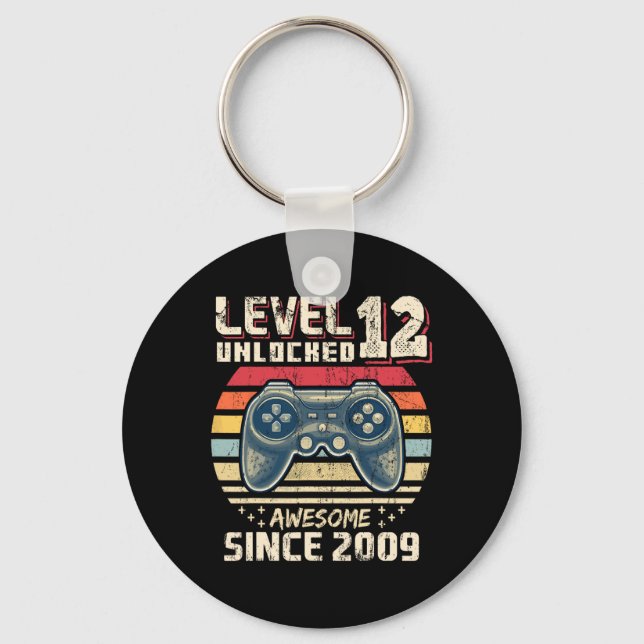 12 Unlocked Awesome 2009 Video Game 12th Birthday  Keychain (Front)