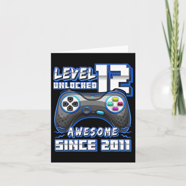 12 Unlocked Awesome 2011 Video Game 12th Birthday  Card (Front)