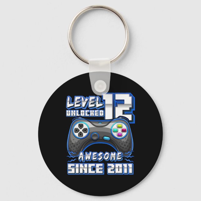 12 Unlocked Awesome 2011 Video Game 12th Birthday  Keychain (Front)