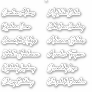 12 wedding Guest names Calligraphy Elegant script Sticker