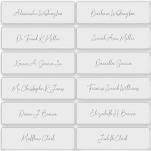 12 Wedding Guest Names Elegant Handwritten Script Sticker