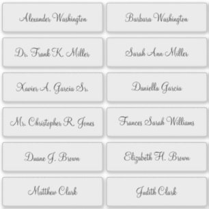 12 Wedding Guest Names Elegant Script Sticker