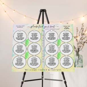 12 Wedding Table Chart Tropcial Green Leaves Foam Board