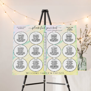 12 Wedding Table Chart Tropical Pink Blue Yellow Foam Board