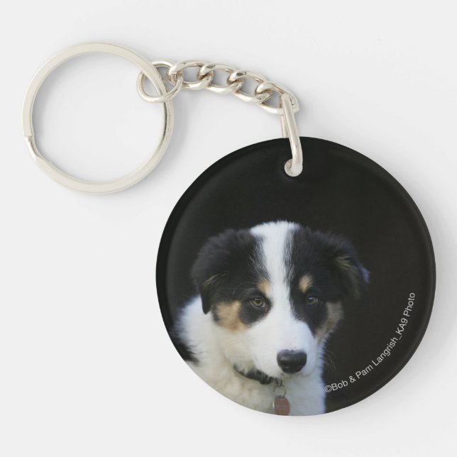 12 Week Old Border Collie Puppy Keychain (Front)