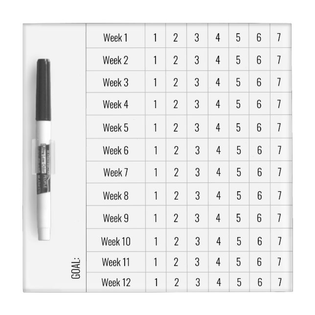 12 Weeks Habit Tracker Reusable Dry Erase Board (Front)
