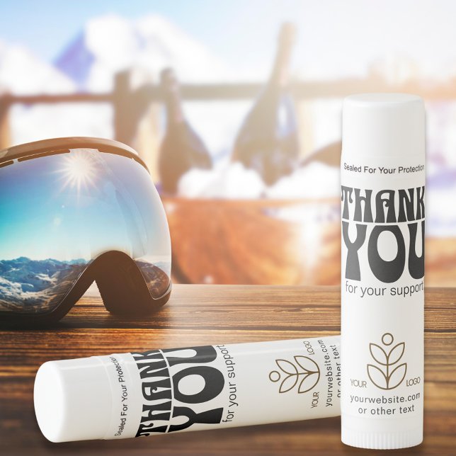 12 White Black Business logo Promotional Thank you Lip Balm (Creator Uploaded)