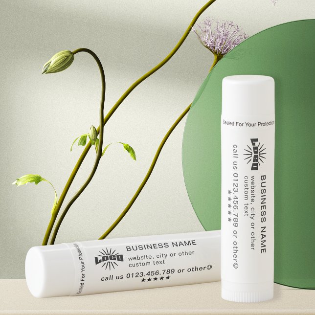 12 White Business logo name Company Brand Custom Lip Balm (Creator Uploaded)