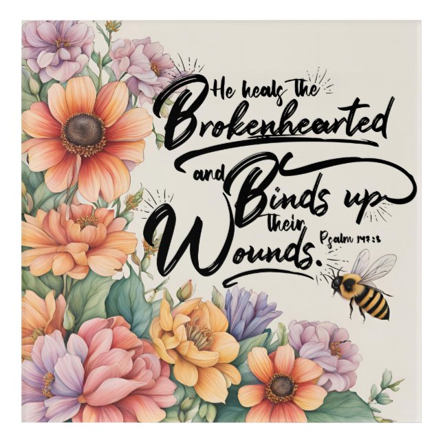 12 x 12 Acrylic Wall Art - Psalms 147:3 (Front)