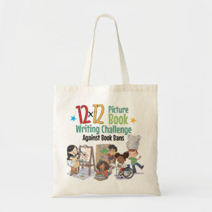 12 x 12 Against Book Bans Cream Character Tote Bag