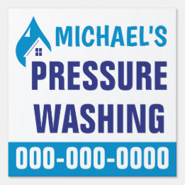 12” x 12” Blue Pressure Washing Double Sided Yard  Sign