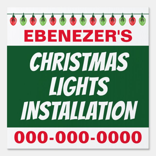 12” x 12” Christmas Lights Installation Yard Sign (Front)