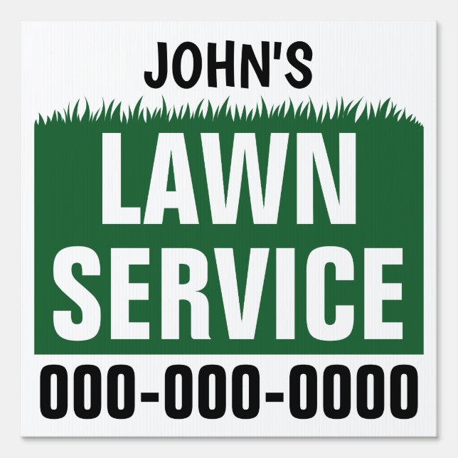 12" x 12" Green Lawn Service Double Sided Yard Sign (Front)