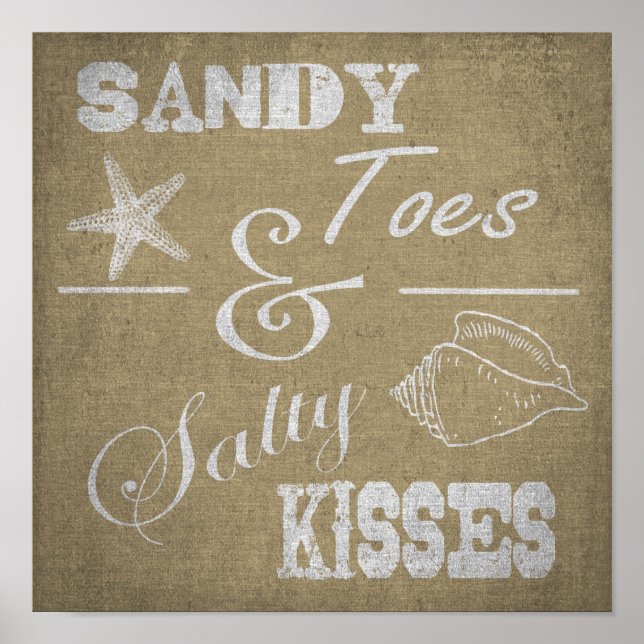 12" x 12" Poster - Sandy Toes & Salty Kisses (Front)