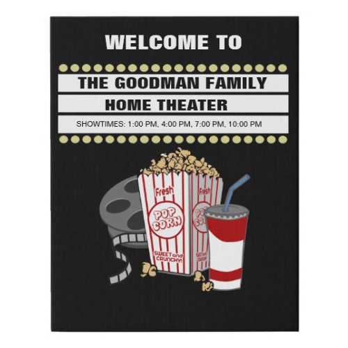 12 x 14 Personalized Family Home Movie Theater Faux Canvas Print