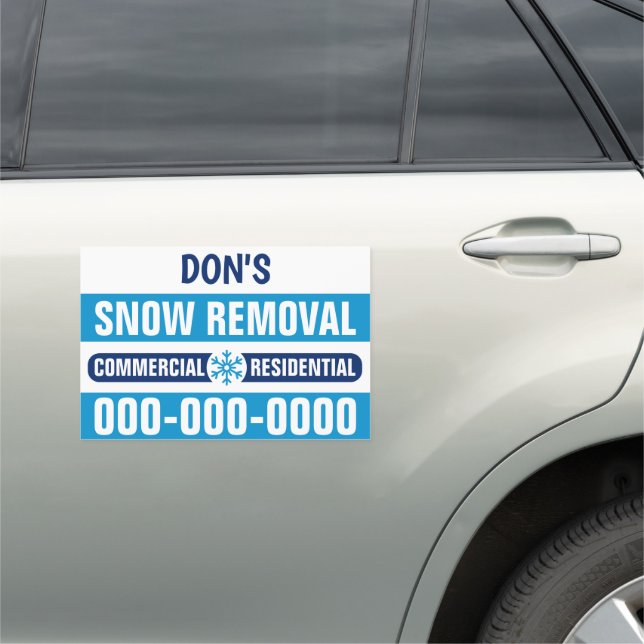 12" X 18" Bold Snow Removal Plowing Car Magnet (In Situ)