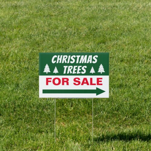 12 x 18 Christmas Trees For Sale Arrow Yard Sign