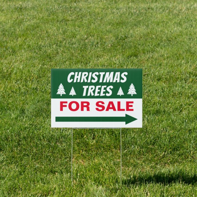 12” x 18” Christmas Trees For Sale Arrow Yard Sign (Insitu)