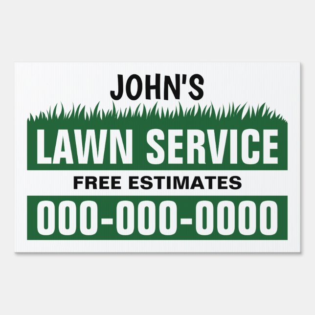 12" x 18" Green Lawn Service Double Sided Yard Sign (Front)