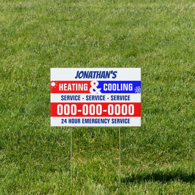 12” x 18” Heating & Cooling Double Sided Yard Sign (Insitu)