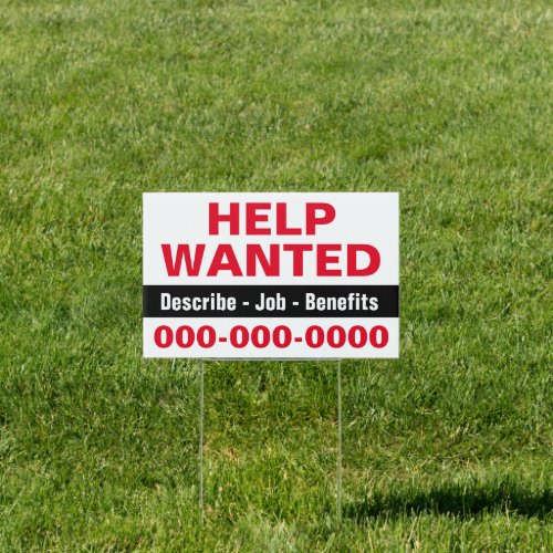 12 x 18 Help Wanted with Description Yard Sign