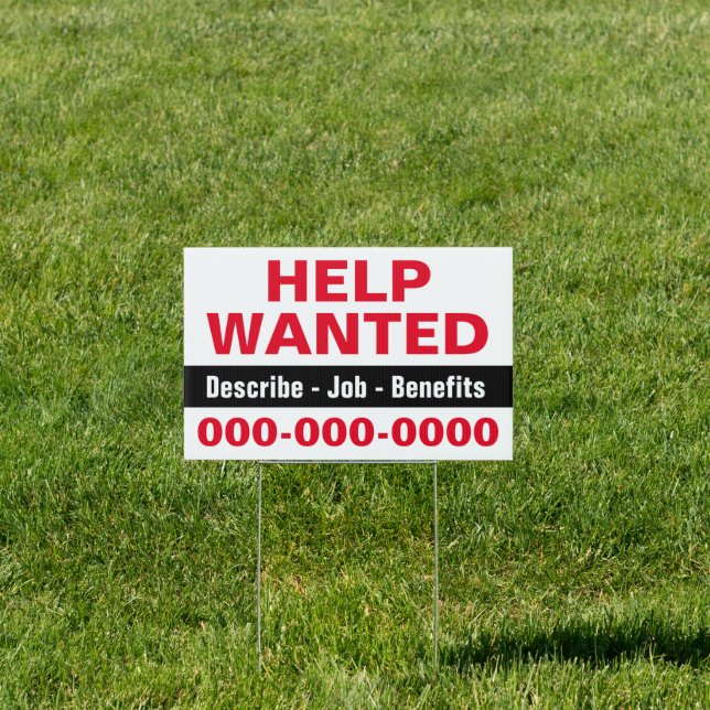 12" x 18" Help Wanted with Description Yard Sign (Insitu)
