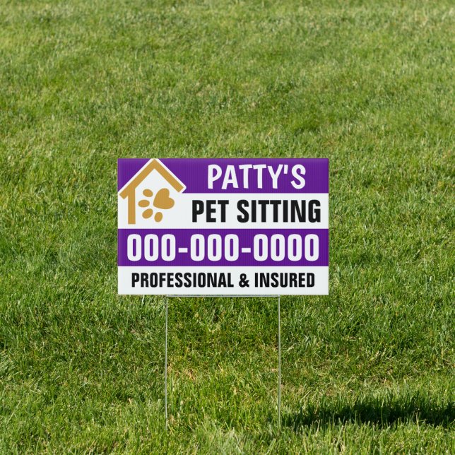12” x 18” Pet Sitting Double Sided Yard Sign (Insitu)