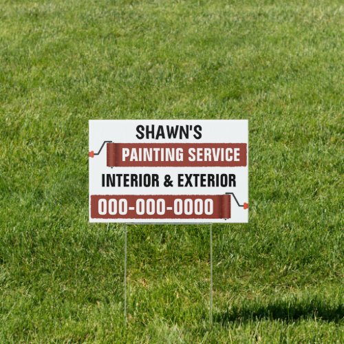 12â x 18â Red Painting Service Double Sided Yard Sign