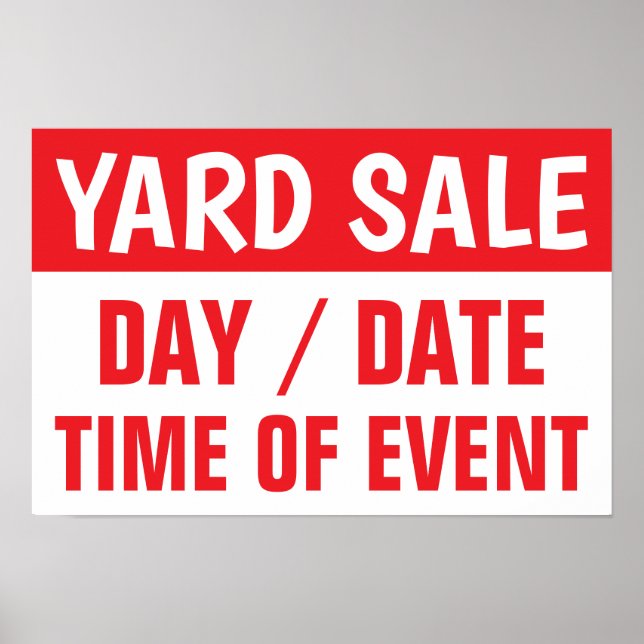 12" X 18" Yard Sale Informational Paper Poster (Front)