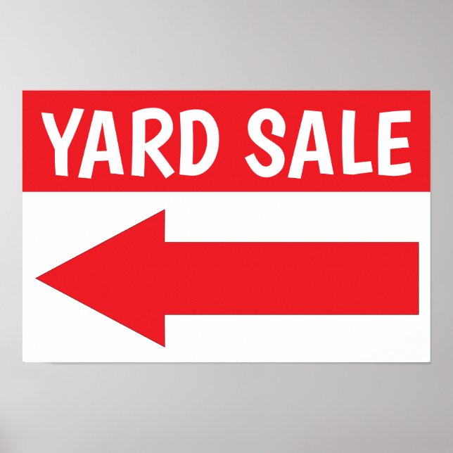 12" X 18" Yard Sale Left Arrow Paper Poster (Front)